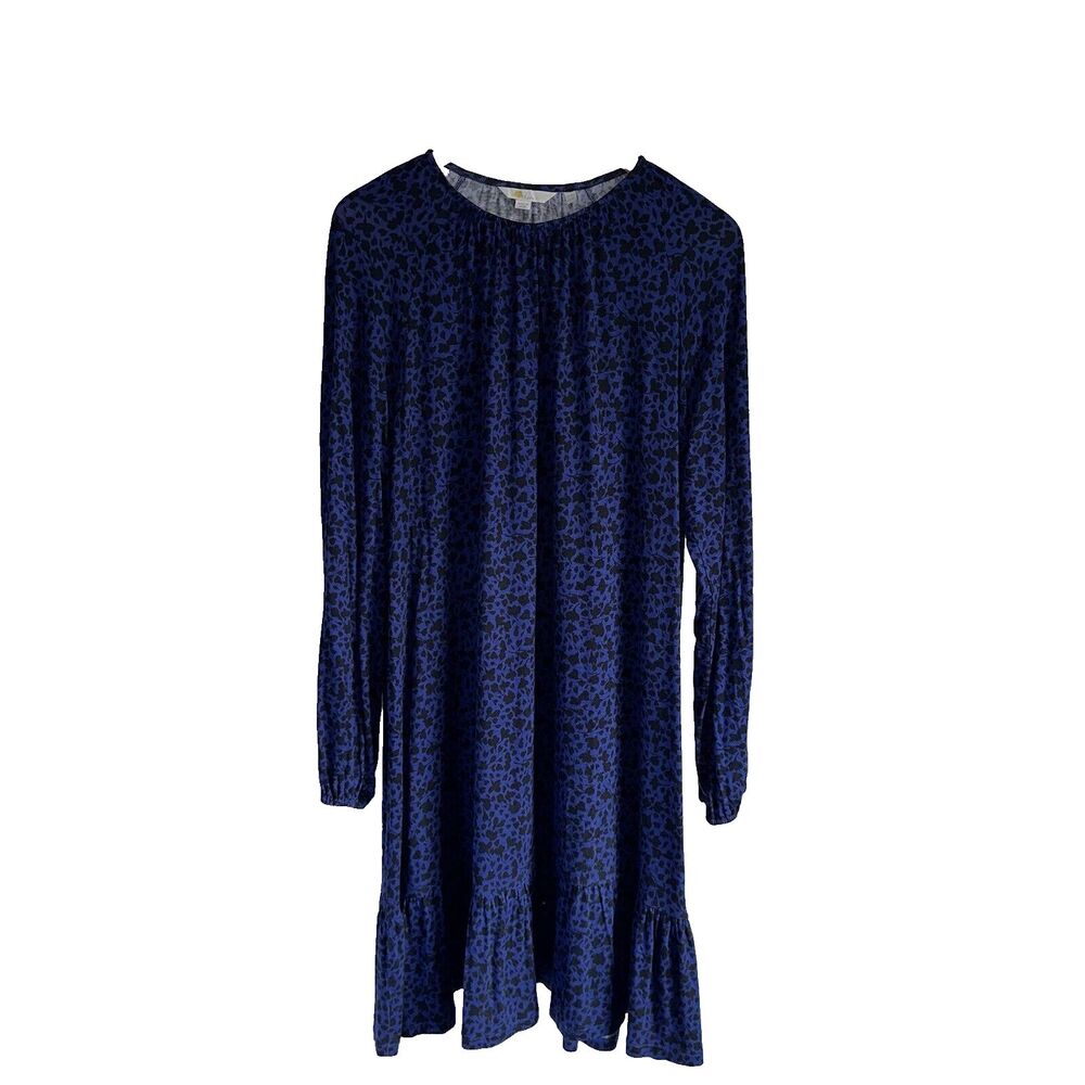 Boden Crew Neck Jersey Dress Flounce Ruffle Hem Mariner Blue Size 14L